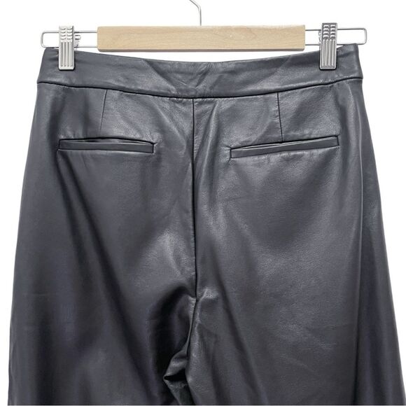 J. Crew Kate Straight Pant Women’s Size 0 Black Faux Leather Ankle Trouser Pants - Picture 9 of 14